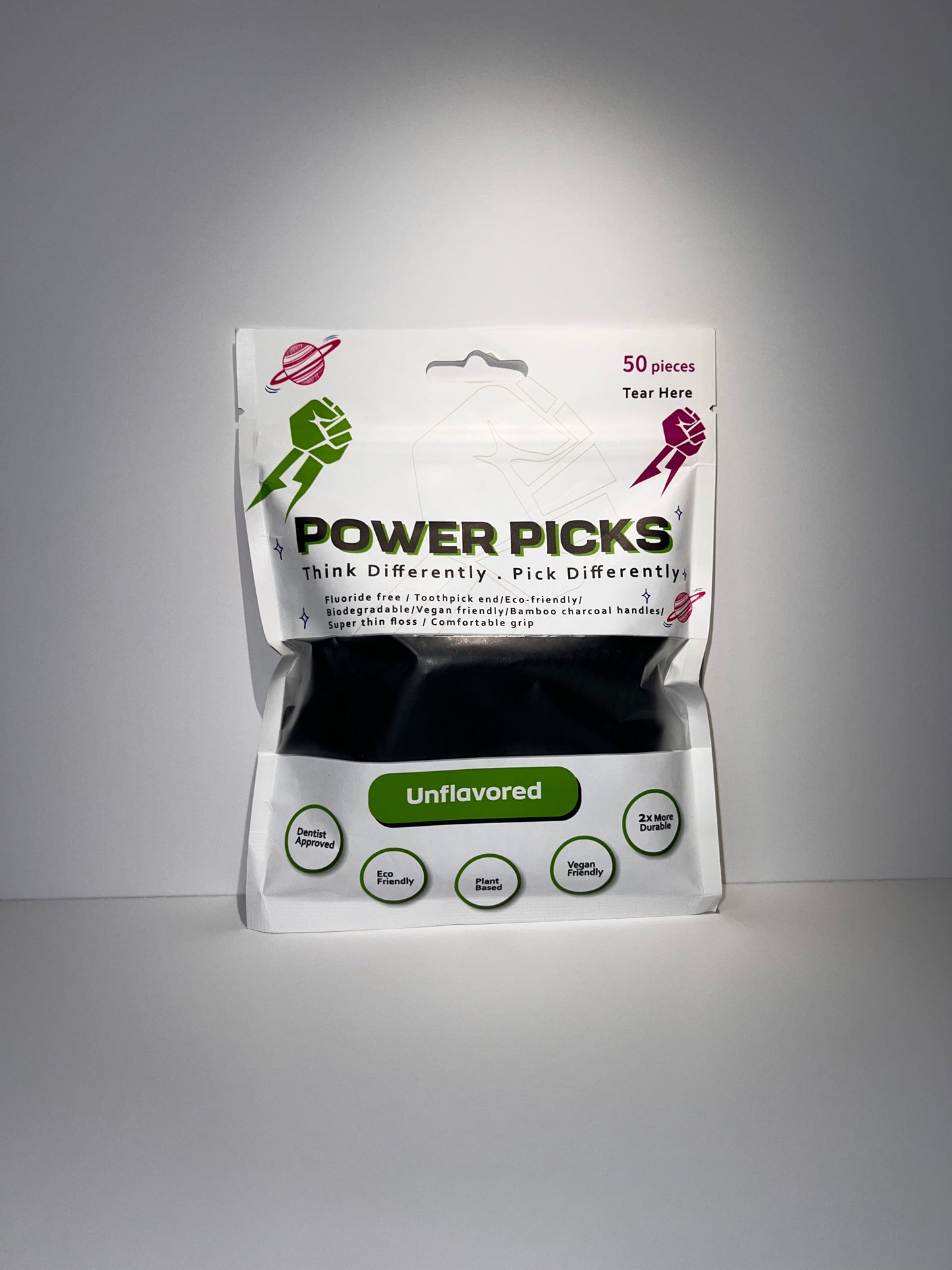 Biodegradable-Bamboo Charcoal Floss Picks (50pcs)